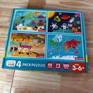 Chuckle & Roar 4 Pack Puzzles Kids Ages 3-6+ Space Safari World Map Ocean 268pc